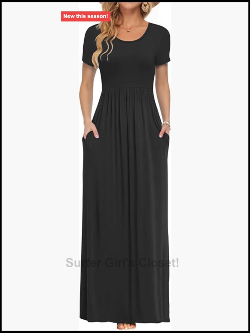 Women's Short Sleeve Loose Maxi Dress with Pockets